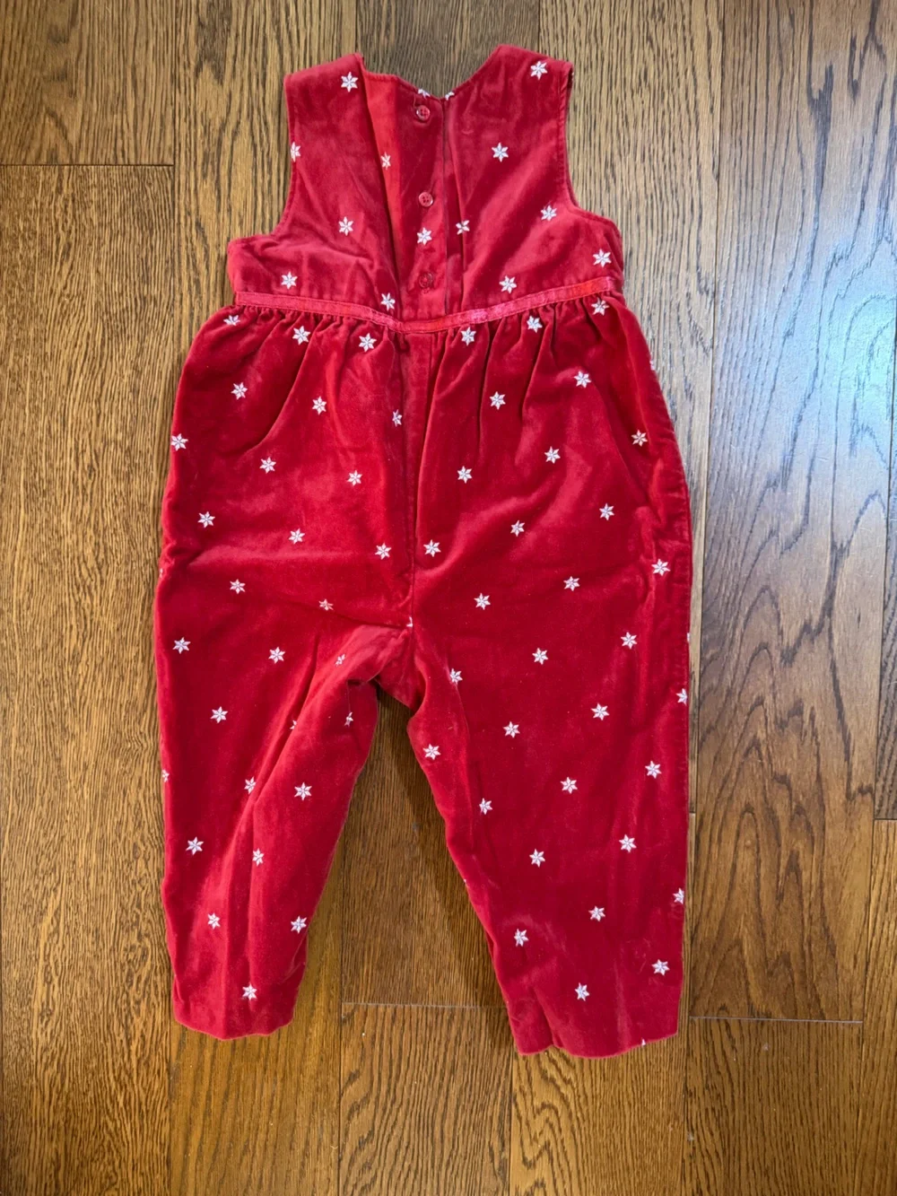 vintage OshKosh B'gosh red velour/velvet snowflake jumper romper holiday 24 mt